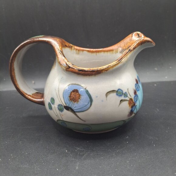 Vintage Ken Edwards Mexican Pottery Creamer With Hand-Painted Bird Floral Design - Picture 1 of 7